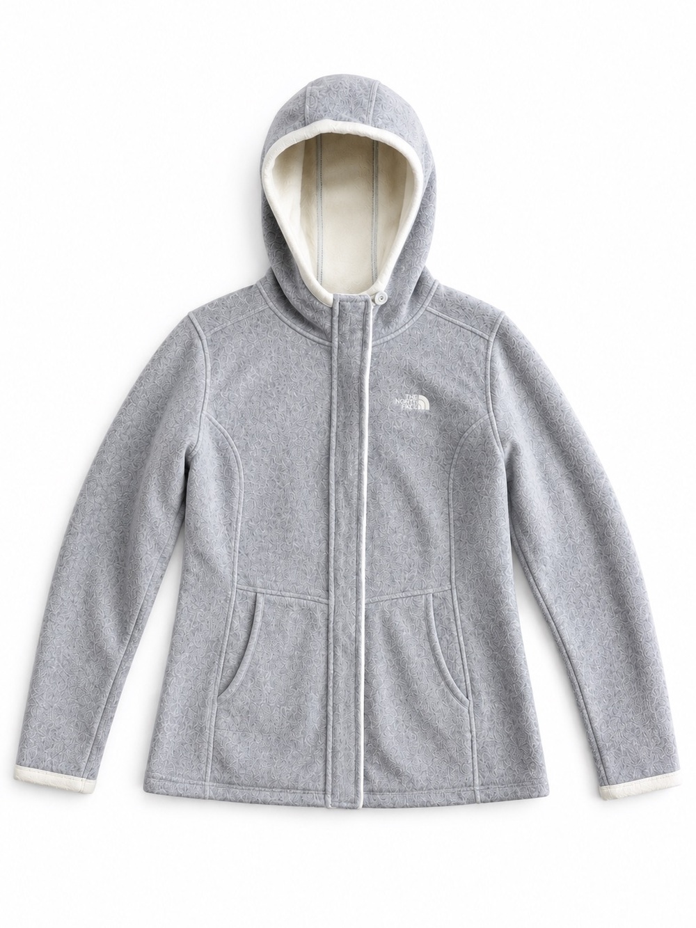 The North Face Sherpa Lined Hooded Fleece Jacket Outdoor Heather Gray Medium - Picture 1 of 17